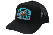 Load image into Gallery viewer, Big Woodies Surfboards Hat - Black Trucker