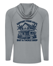 Load image into Gallery viewer, Support Your Local Bait &amp; Tackle Shop UPF Hoodie - Medium Gray
