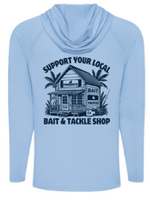 Load image into Gallery viewer, Support Your Local Bait &amp; Tackle Shop UPF Hoodie - Blue Mist

