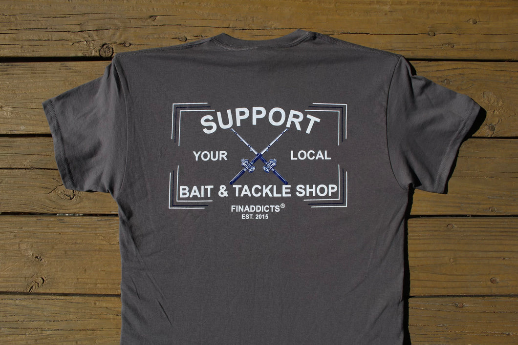 Support Your Local Bait & Tackle Shop Charcoal Pocket Shirt